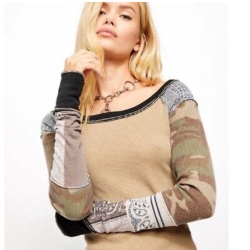Free People Bright Side Thermal Top Willow Combo XS
